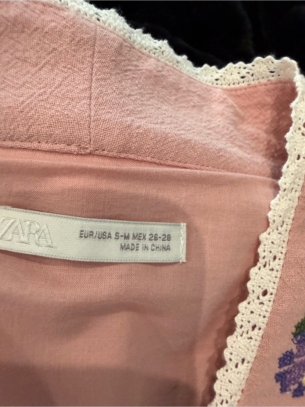 Zara Pink Floral Trim Open Cardigan - Picture 3 of 3